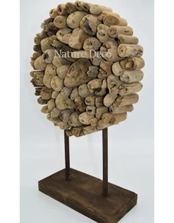 Drijfhout decoratie cirkel op voet 45cm