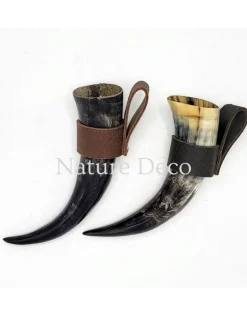 Drinkhoorn koe gepolijst met riemhouder 7 x 25cm