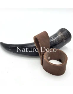 Drinkhoorn koe gepolijst met riemhouder 7 x 25cm