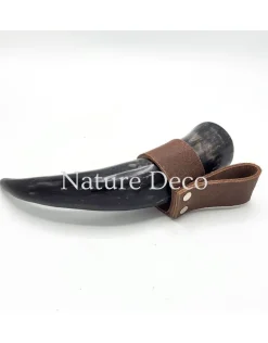 Drinkhoorn koe gepolijst met riemhouder 7 x 25cm