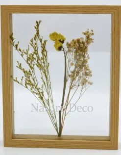 Dubbelglas lijst droogbloemen 27x22cm "geel"