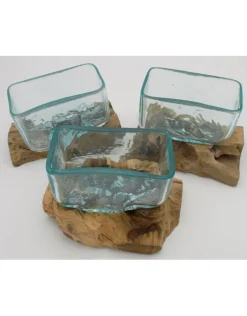 Glas op hout rechthoek Middel