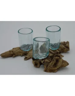 Glas op hout rond s