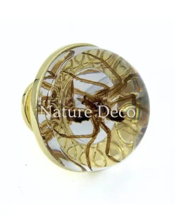 Gouden deurknop met waterspin 3,5 x 3,5 x 5 cm