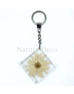 Sleutelhanger madeliefje 13 x 6,5 x 1 cm
